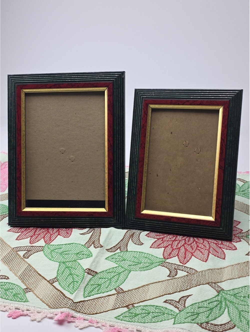 Picture Frame 5 X 7 & 4x6 Vintage Burnes of Boston Green, Red, Gold Trim